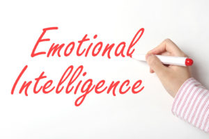 words emotional intelligence written on whiteboard