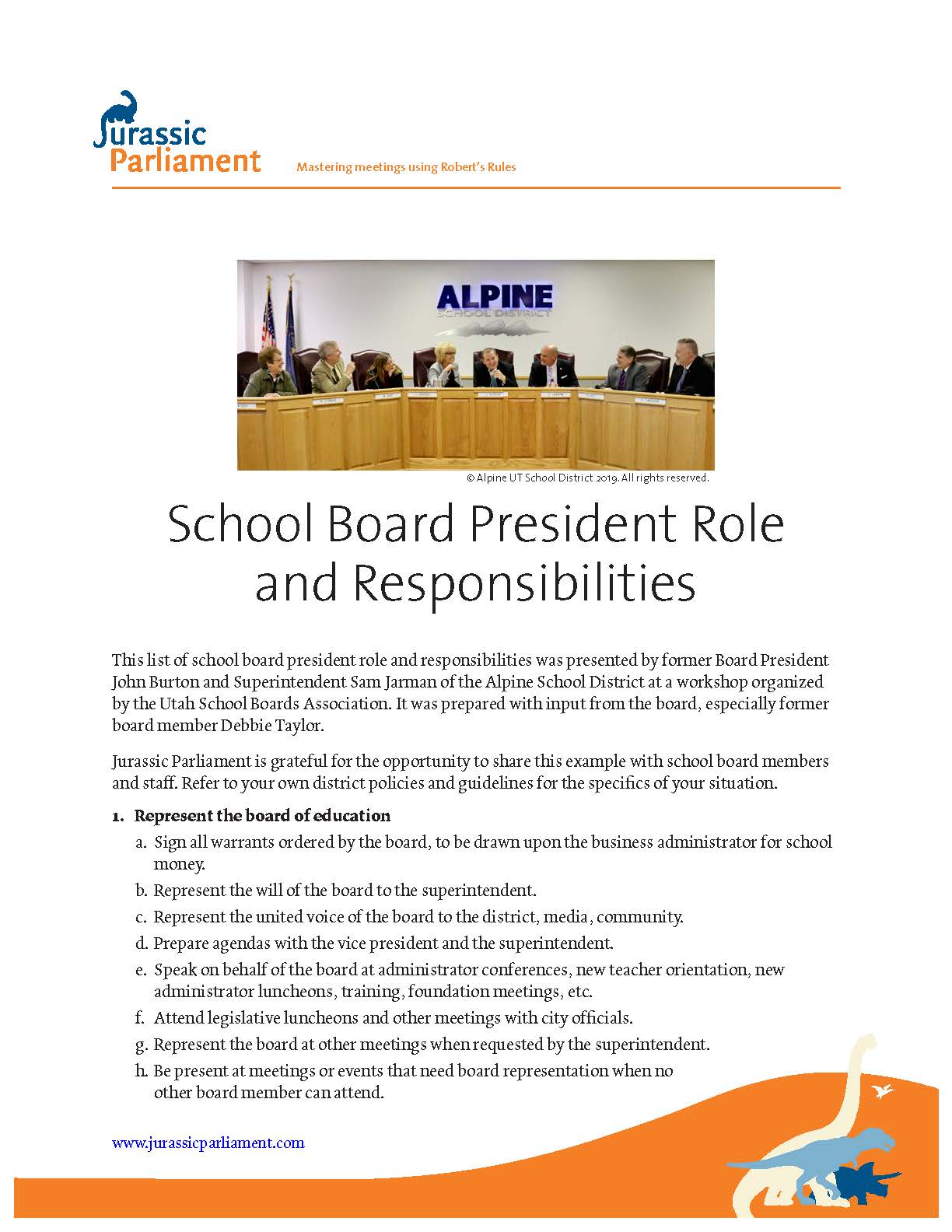 Download "School Board President Role and Responsibilities" Jurassic